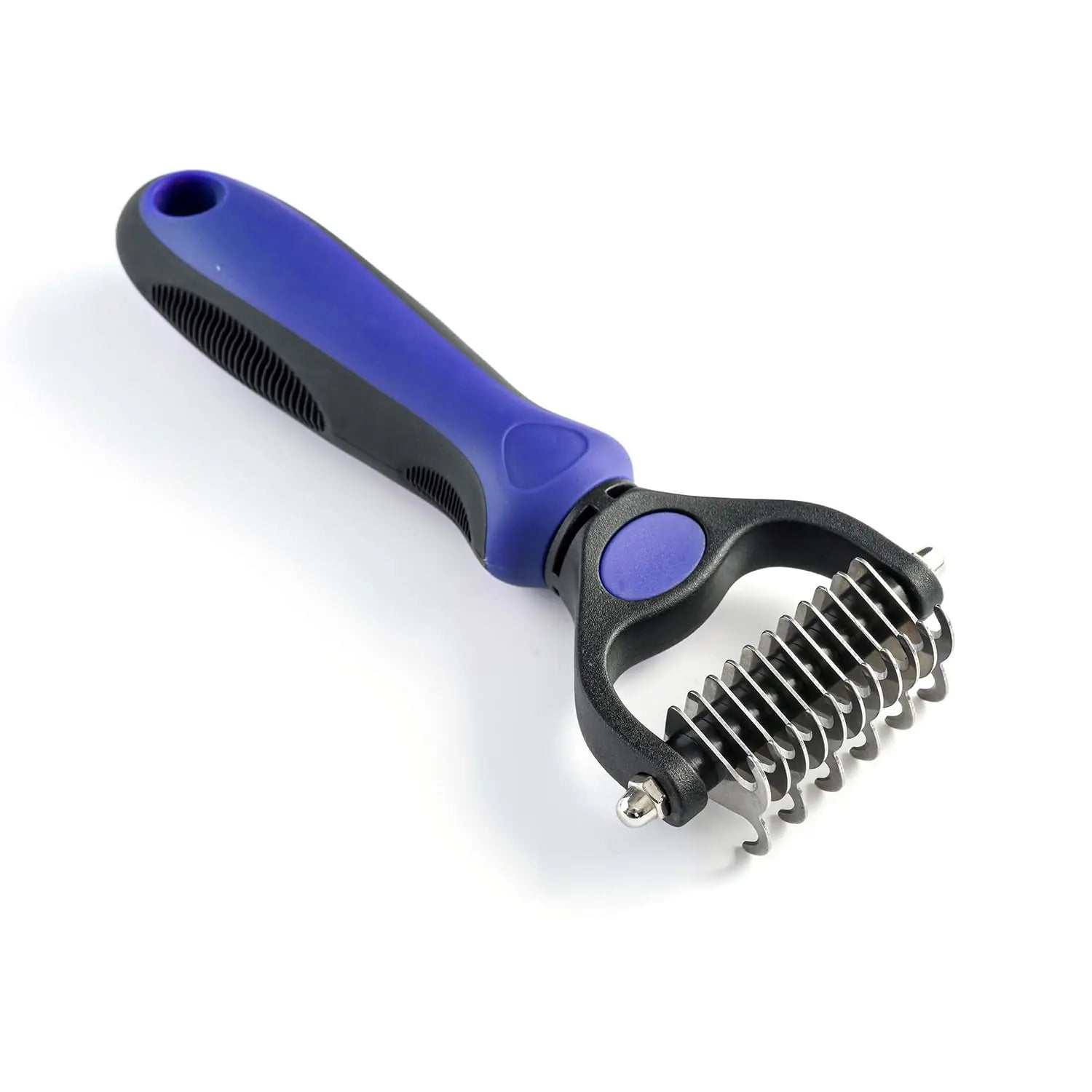 Grooming Rake for Dogs & Cats, Double-Sided Deshedding Brh, Extra-Wide Dematting Tool, Slicker Comb for Undercoat & Loose Hair Removal, Reduces Shedding by 95%, Blue, Small Wholesale Hub