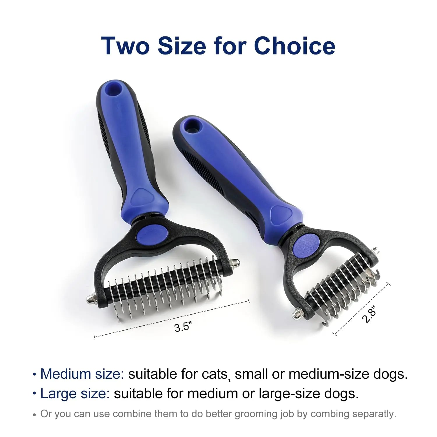Grooming Rake for Dogs & Cats, Double-Sided Deshedding Brh, Extra-Wide Dematting Tool, Slicker Comb for Undercoat & Loose Hair Removal, Reduces Shedding by 95%, Blue, Small Wholesale Hub