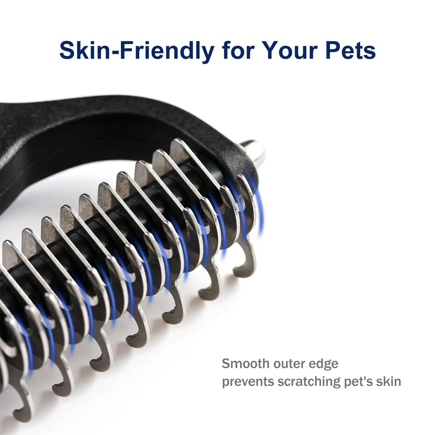 Grooming Rake for Dogs & Cats, Double-Sided Deshedding Brh, Extra-Wide Dematting Tool, Slicker Comb for Undercoat & Loose Hair Removal, Reduces Shedding by 95%, Blue, Small Wholesale Hub