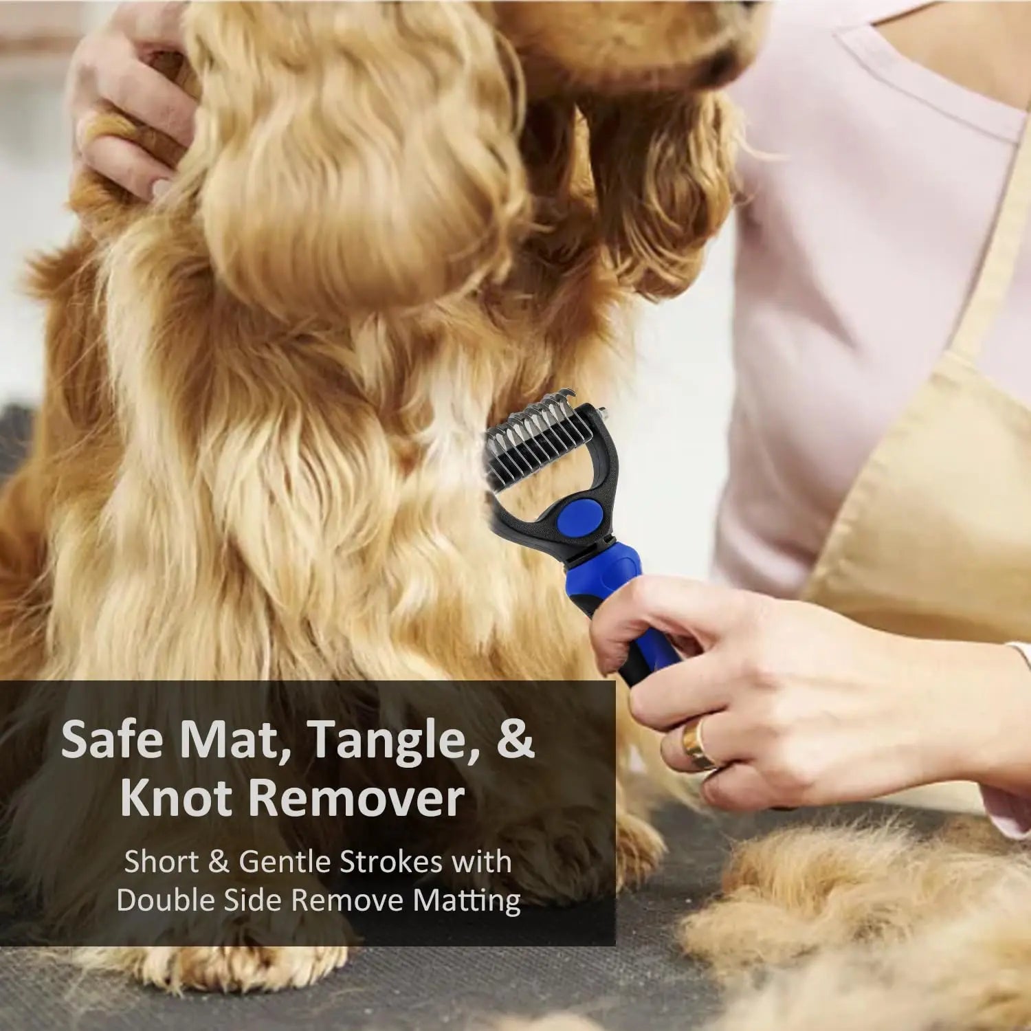 Grooming Rake for Dogs & Cats, Double-Sided Deshedding Brh, Extra-Wide Dematting Tool, Slicker Comb for Undercoat & Loose Hair Removal, Reduces Shedding by 95%, Blue, Small Wholesale Hub