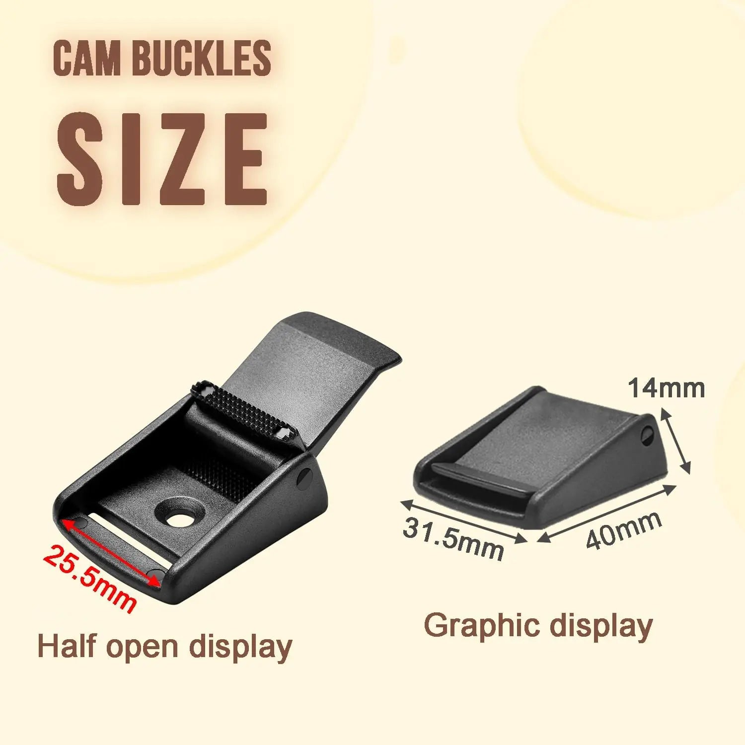 CooBigo 10Pack 1 Inch Black Cam Buckles, Plastic Toggle Buckle Clip for Pet Chest Vest, Car Roof Bag, Backpack Luggage Straps, Belt DIY Craft Accessories (25.5mm) Wholesale Hub