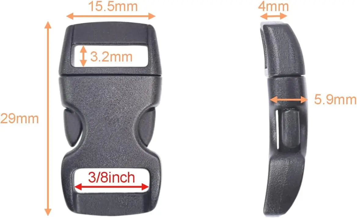 CooBigo 100 Pack 3/8 Inch Curved Contoured Paracord Bracelet Clips Plastic Quick Side Release Buckles for Paracord Bracelets Clasps Masks Dog Collar Straps Accessories Wholesale Hub
