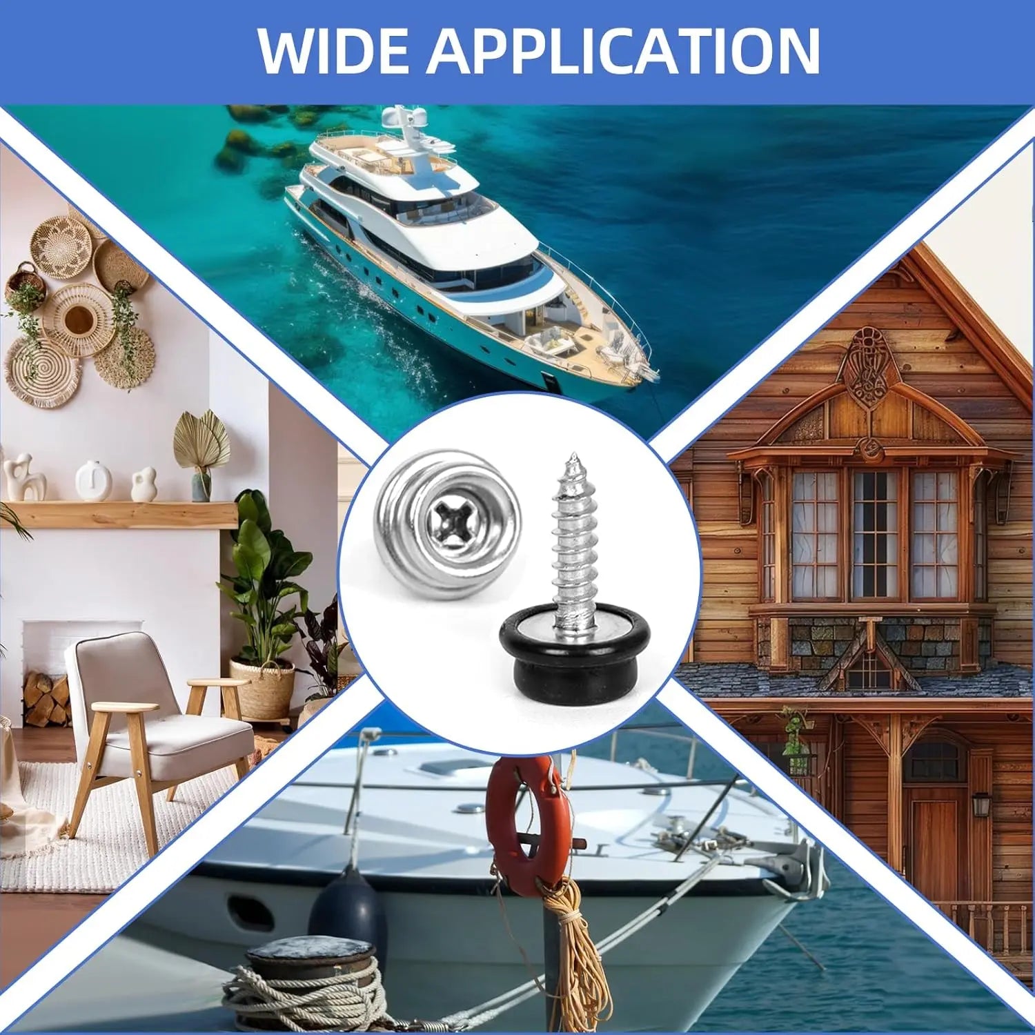 1" Boat Canvas Snaps, Marine Grade Boat Cover Snaps Stainless Steel Screws, 3/8" Socket Snap with Stainless Steel 1" Screw, 30 PCS Wholesale Hub