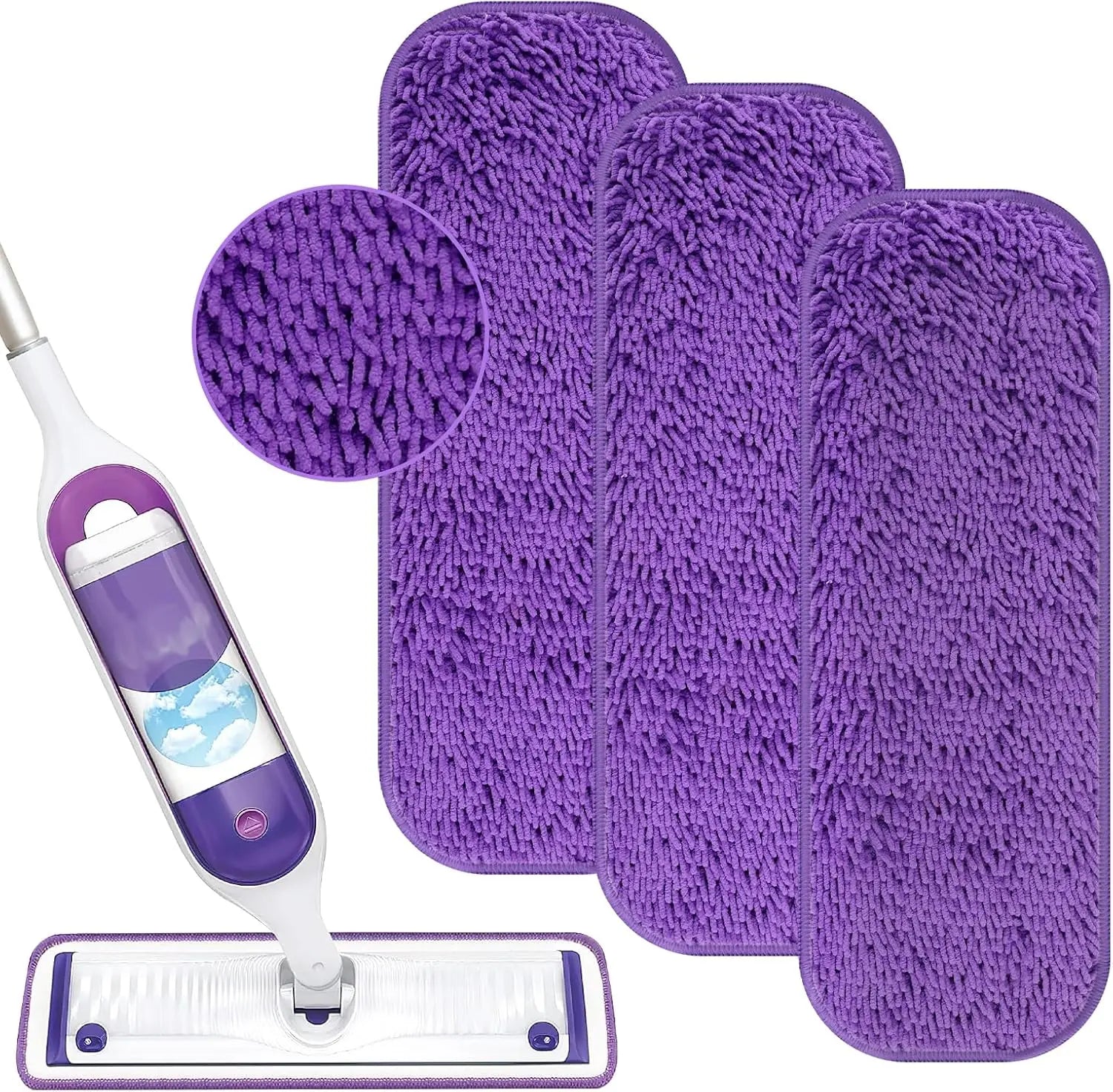 Reusable Power Mop Refill Pads for Swiffer Power Mop Starter Kit - Swifter Powermop Pads Refills - Multi-Surface & Wood Mopping Pad Refil for Floor Cleaning - Washable Microfiber Pad, 3 Pack Wholesale Hub