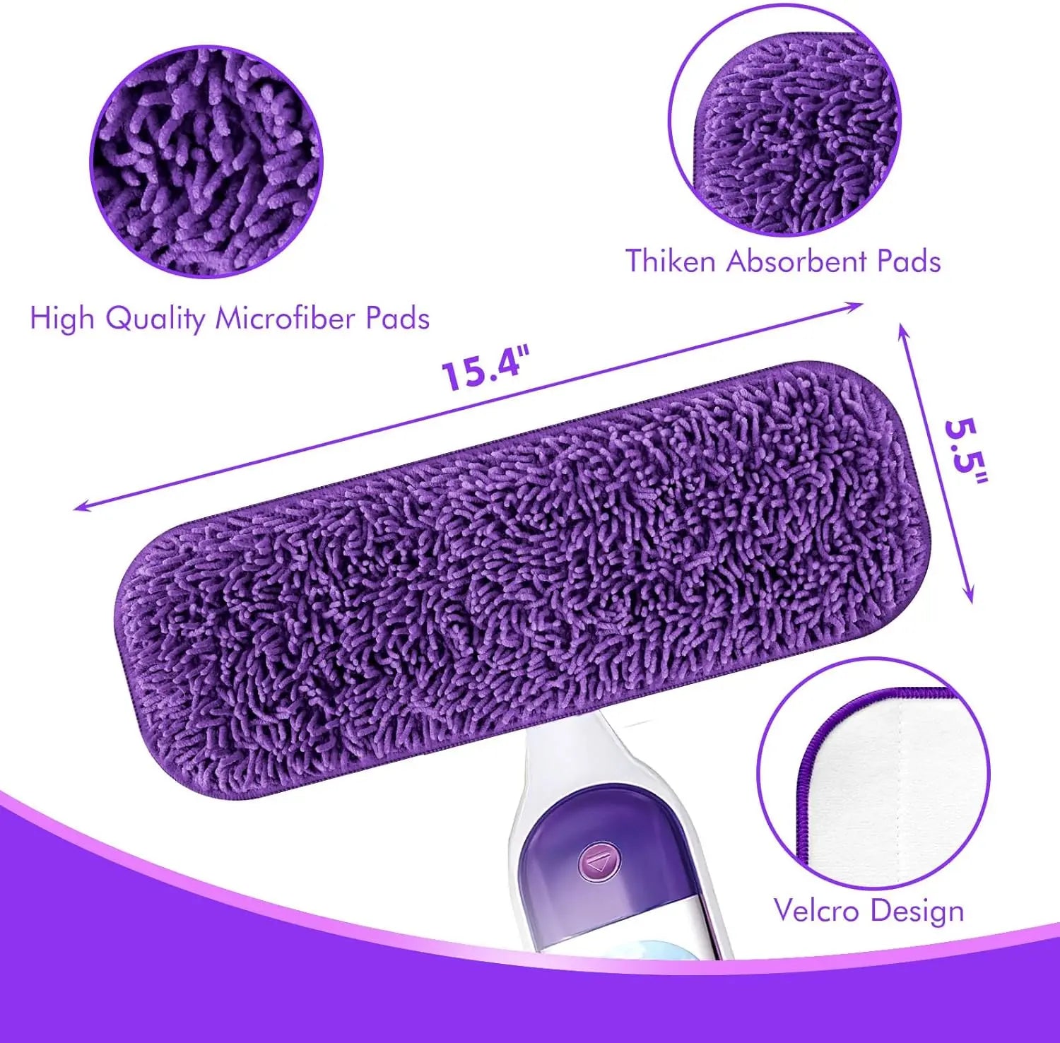 Reusable Power Mop Refill Pads for Swiffer Power Mop Starter Kit - Swifter Powermop Pads Refills - Multi-Surface & Wood Mopping Pad Refil for Floor Cleaning - Washable Microfiber Pad, 3 Pack Wholesale Hub