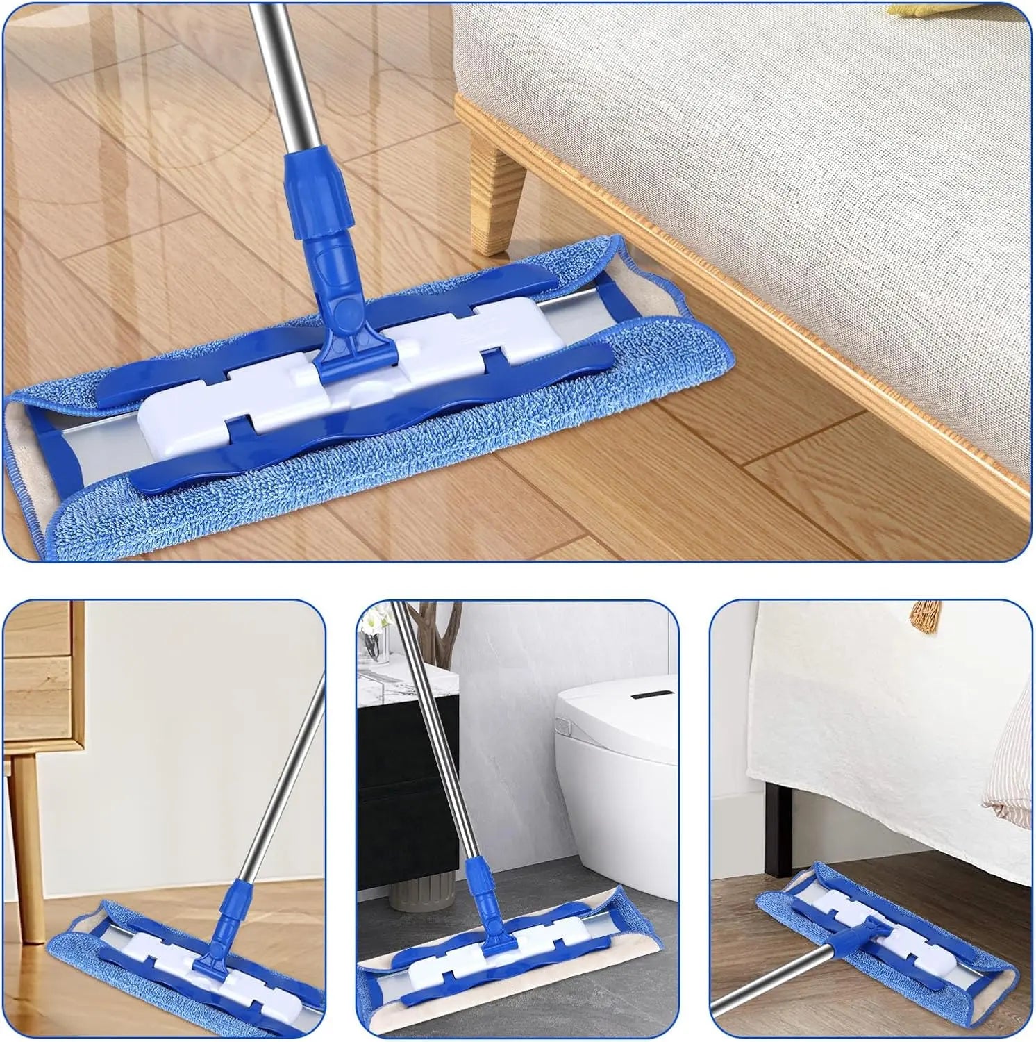 Microfiber Cleaning Cloth Compatible with MR SIGA Professional Microfiber Mop - Professional Reusable Flat Mop Refills - Mop Pads Replacement for Hardwood Cleaning (4 Pack) Wholesale Hub