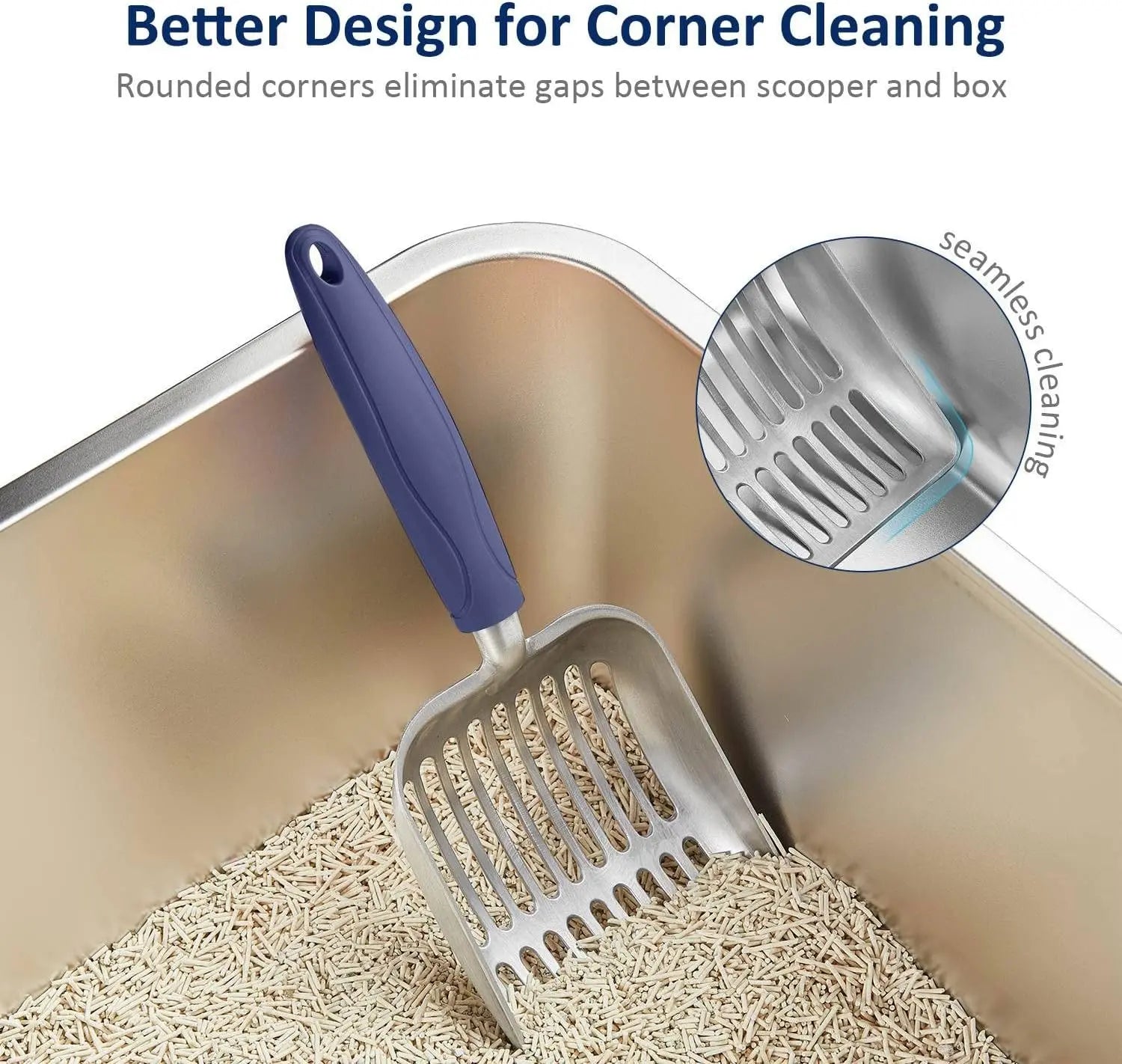 Cat Litter Scoop, Aluminum Alloy Sifter, Kitty Metal Scooper, Deep Shovel, Long Handle, Poop Sifting, Kitten Pooper Lifter, Durable, Heavy Duty, for Litter Box Wholesale Hub