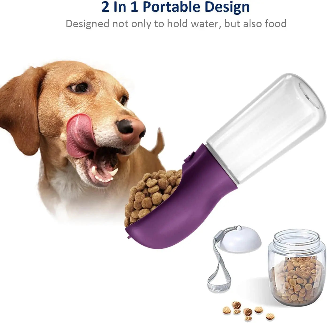 Portable Dog Water Bottle with Food Container, 19 OZ + 6 OZ, Leak Proof Puppy Water Dispenser with Drinking Feeder for Pets Outdoor Walking, Hiking, Travel, Food Grade Plastic Wholesale Hub