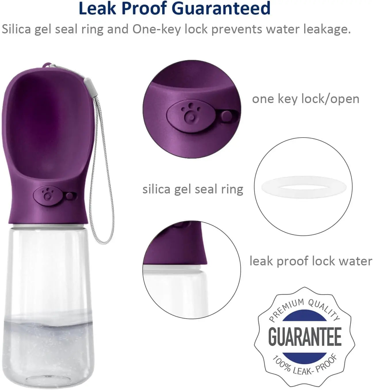 Portable Dog Water Bottle with Food Container, 19 OZ + 6 OZ, Leak Proof Puppy Water Dispenser with Drinking Feeder for Pets Outdoor Walking, Hiking, Travel, Food Grade Plastic Wholesale Hub