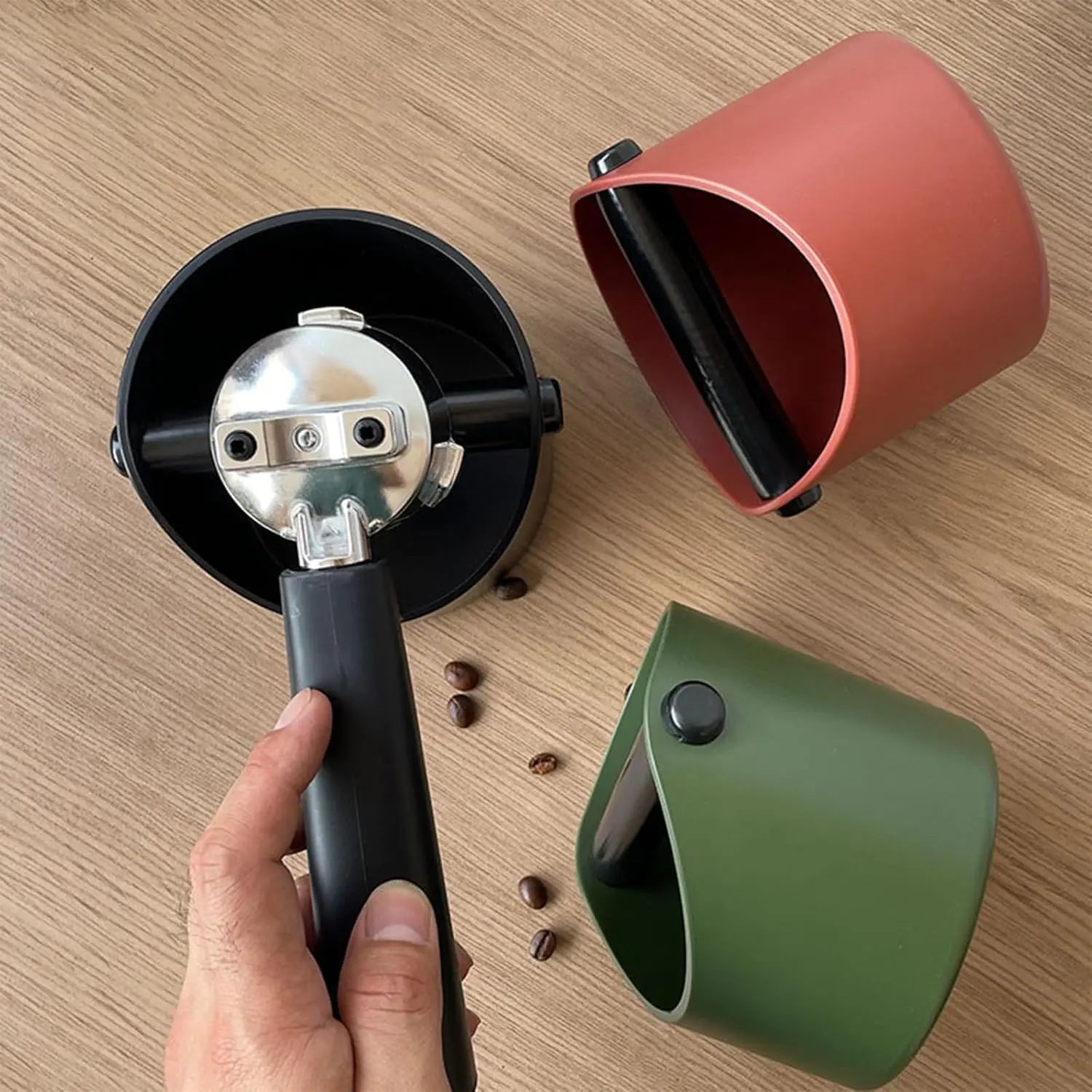 Coffee Knock Box, 4.6 in, Barista Style Espresso Grounds Knock Box, Removable Plastic Knock Rod, Non-Slip Base, Espresso Maker Accessory (Black) Wholesale Hub