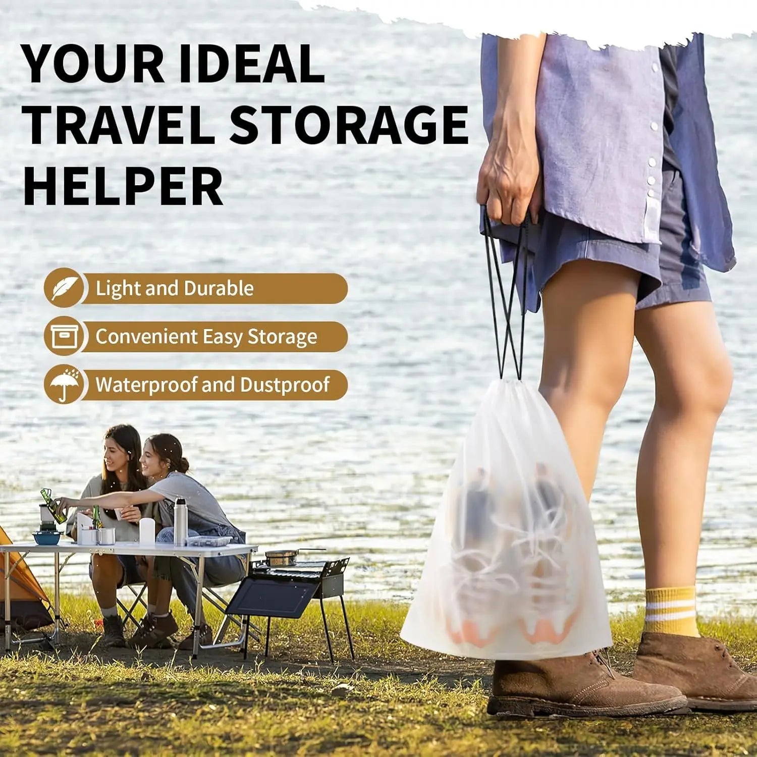 20 Pack Shoe Bags for Travel, 15.7" x 11.8" Clear Travel Shoe Bags for Packing, Large Waterproof Portable Drawstring Travel Shoe Storage Bag Travel Essentials Women for and Men Wholesale Hub