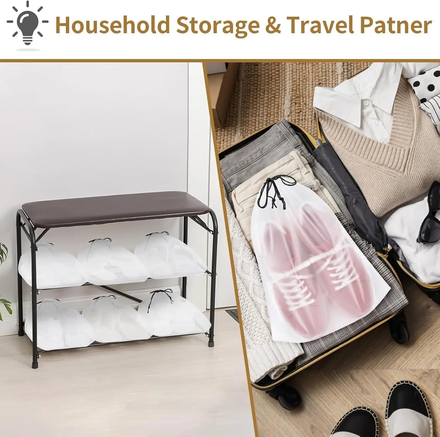 20 Pack Shoe Bags for Travel, 15.7" x 11.8" Clear Travel Shoe Bags for Packing, Large Waterproof Portable Drawstring Travel Shoe Storage Bag Travel Essentials Women for and Men Wholesale Hub