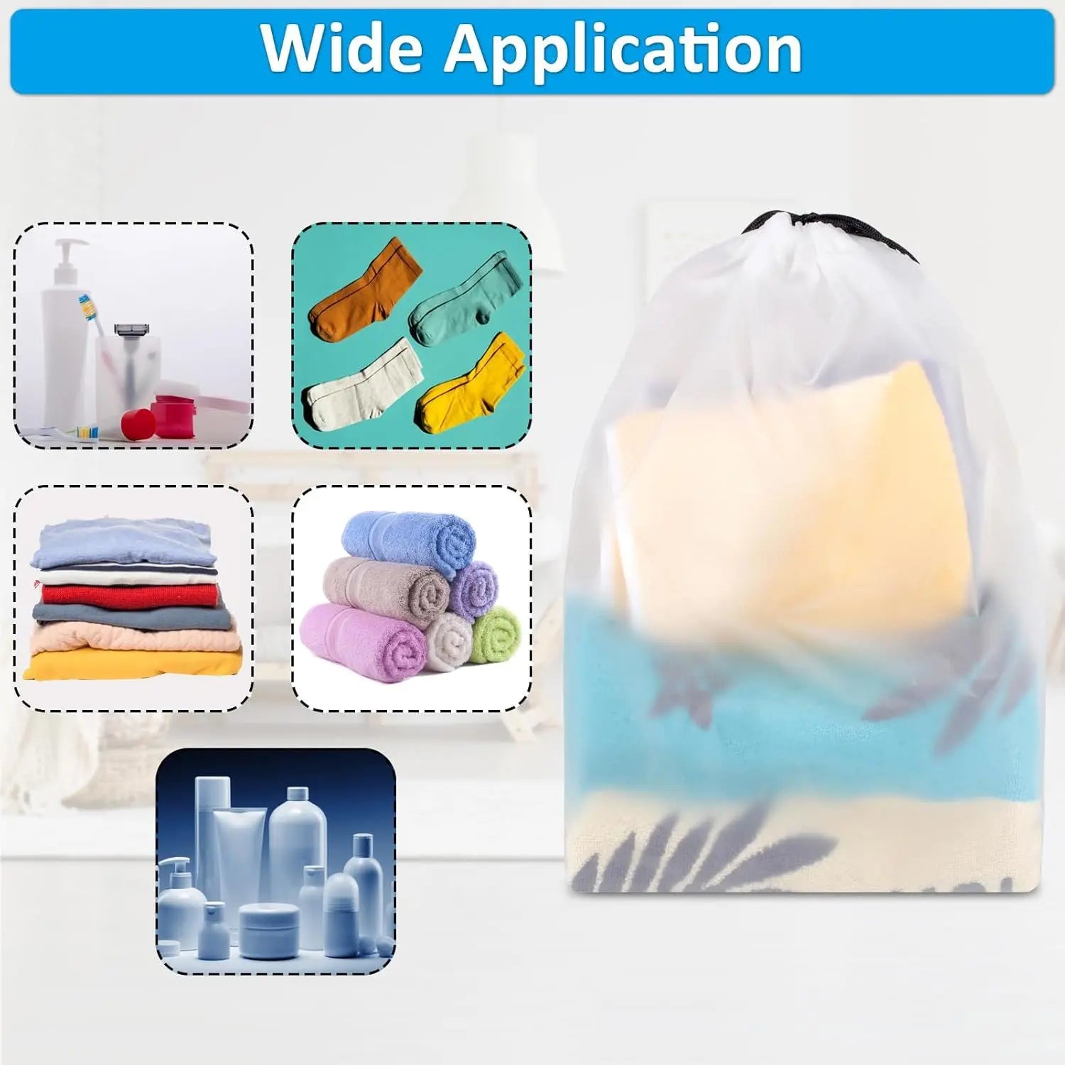 , Waterproof Travel Drawstring Shoe Bags for Packing, Storage, Travel Essentials for Men and Women, 15.7 x 11.8 inches, Clear, 5 pieces Wholesale Hub