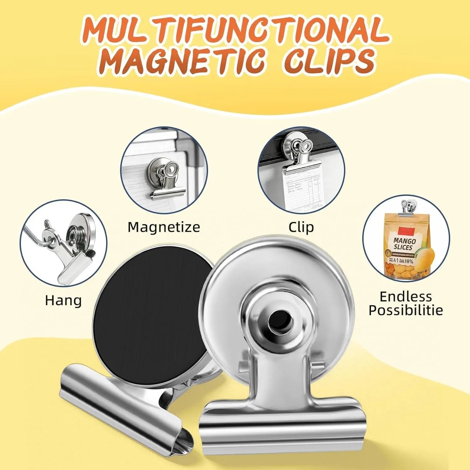 20 Pack Fridge Magnets Refrigerator Magnets, Strong Magnetic Clips Heavy Duty, Magnet Clips for Whiteboard, Magnets for Fridge Locker Office Accessories (Silver) Wholesale Hub