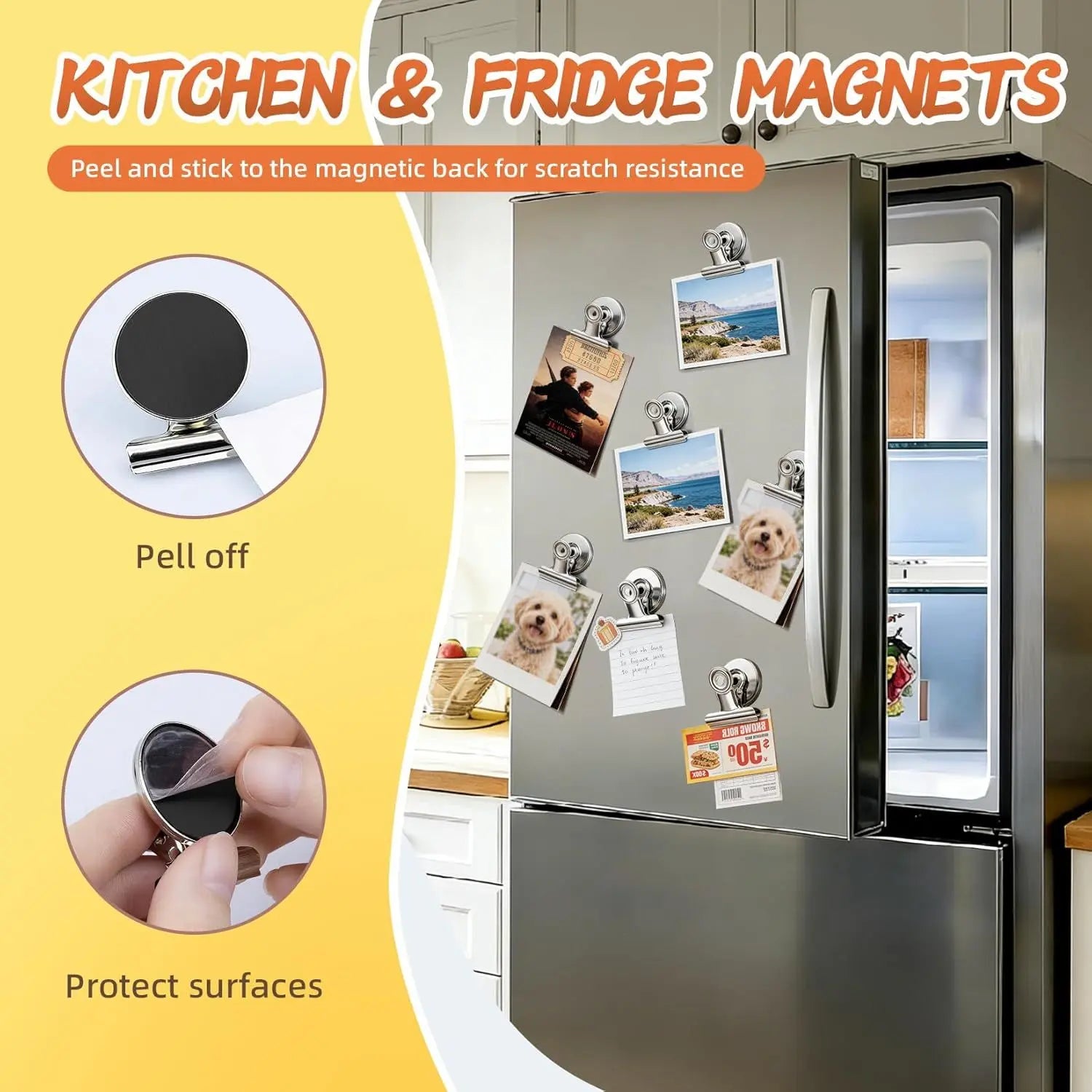 20 Pack Fridge Magnets Refrigerator Magnets, Strong Magnetic Clips Heavy Duty, Magnet Clips for Whiteboard, Magnets for Fridge Locker Office Accessories (Silver) Wholesale Hub