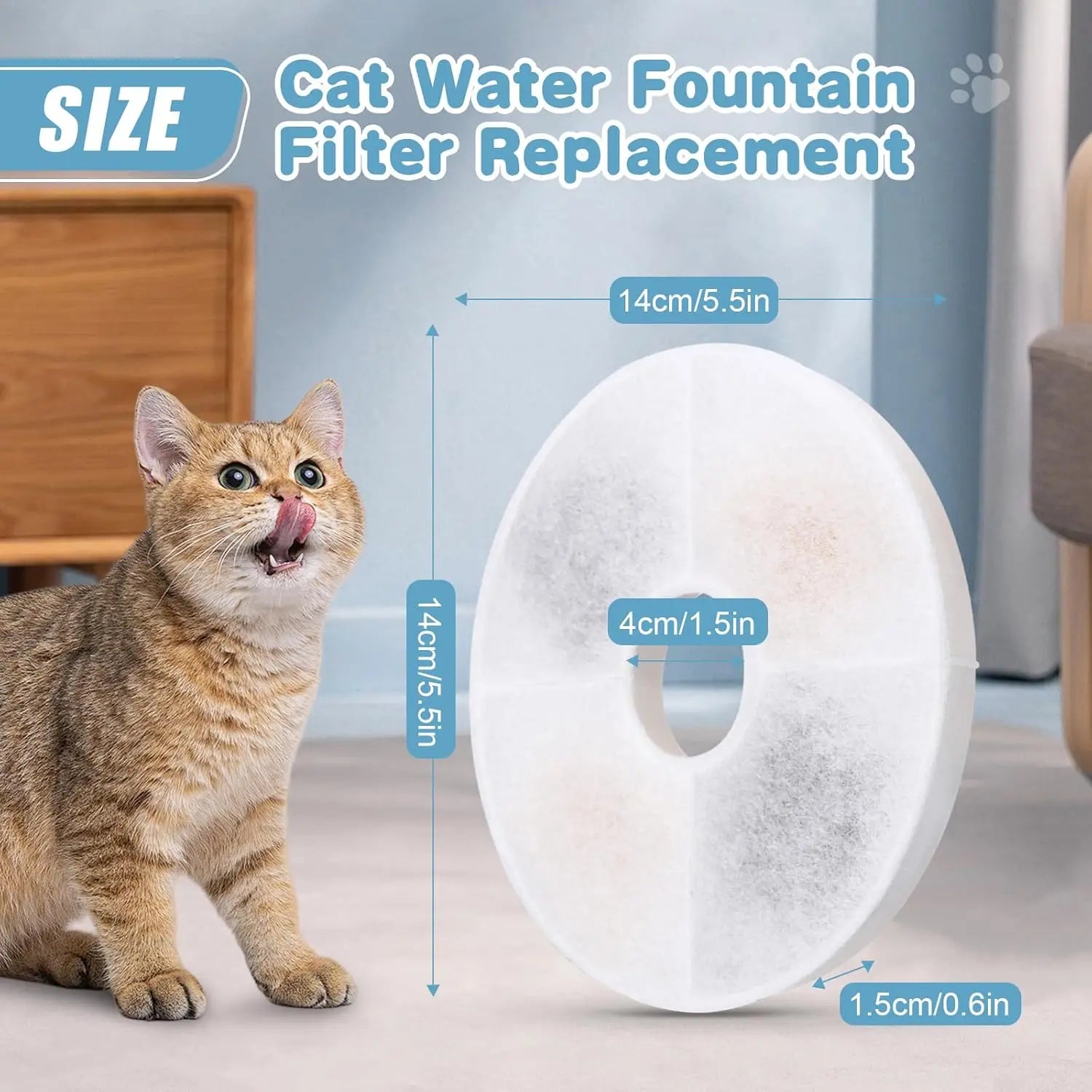 8 Pack Cat Water Fountain Filter Replacement Compatible with Catit, Cat Fountain Filters Compatible with Catit Design Senses Fountain/Flower Fountain/Senses 2.0 / Fresh & Clear Stainless Steel Wholesale Hub