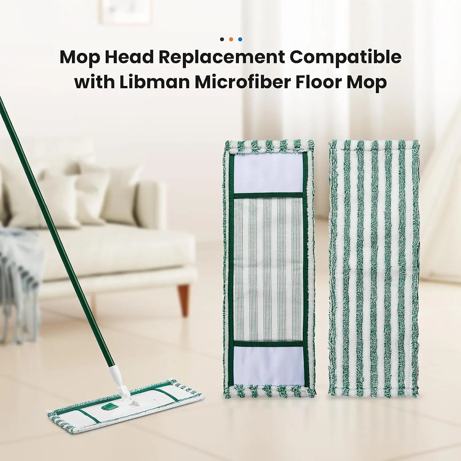 4 Pack Microfiber Mop Heads for Libman Microfiber Floor Mop, Mop Pads Refills for Libman Mop Head Replacement, Reusable & Washable Pads for Multi-Surface Floors, Wet & Dry Cleaning Pad Wholesale Hub