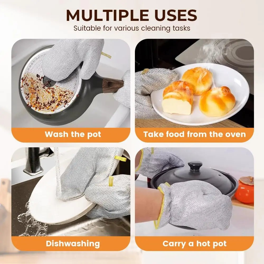 Steel Wire Dishwashing Glove, Glove for Kitchen Cleaning, Reable Scrub Gloves Wholesale Hub