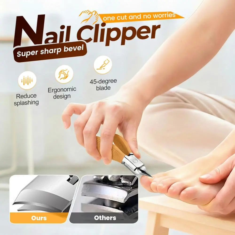 Wide Jaw Opening Anti-Splash Slanted Nail Clipper, Curved Blades for Ingrown & Thick Nails, Ergonomic Fingernail Toenail Clippers for Home e (Comb) Wholesale Hub