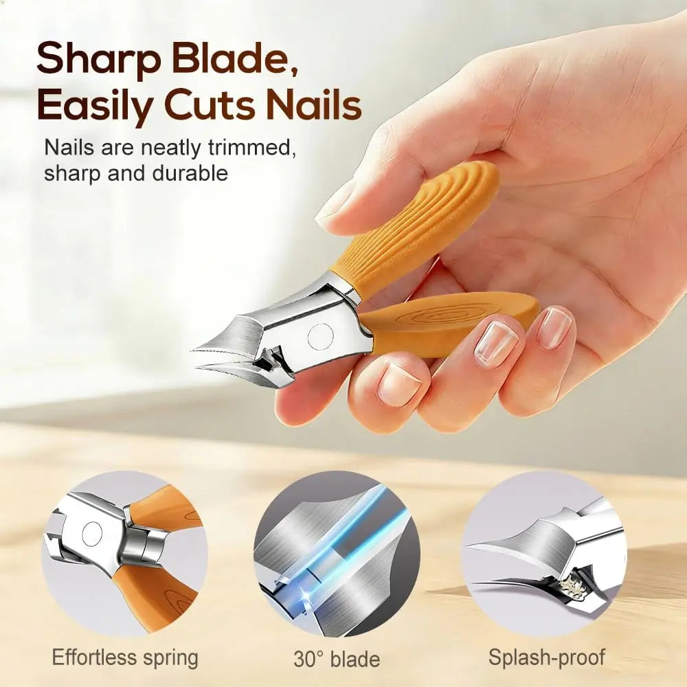 Wide Jaw Opening Anti-Splash Slanted Nail Clipper, Curved Blades for Ingrown & Thick Nails, Ergonomic Fingernail Toenail Clippers for Home e (Comb) Wholesale Hub