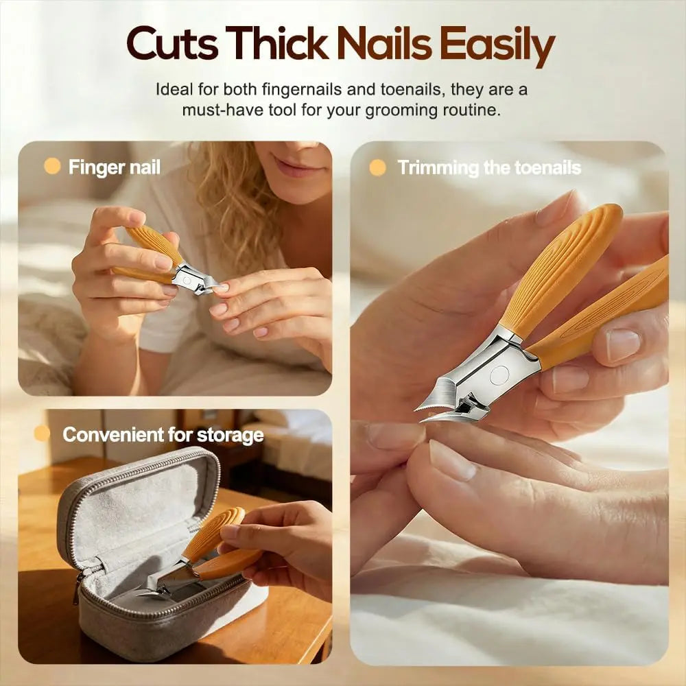 Wide Jaw Opening Anti-Splash Slanted Nail Clipper, Curved Blades for Ingrown & Thick Nails, Ergonomic Fingernail Toenail Clippers for Home e (Comb) Wholesale Hub