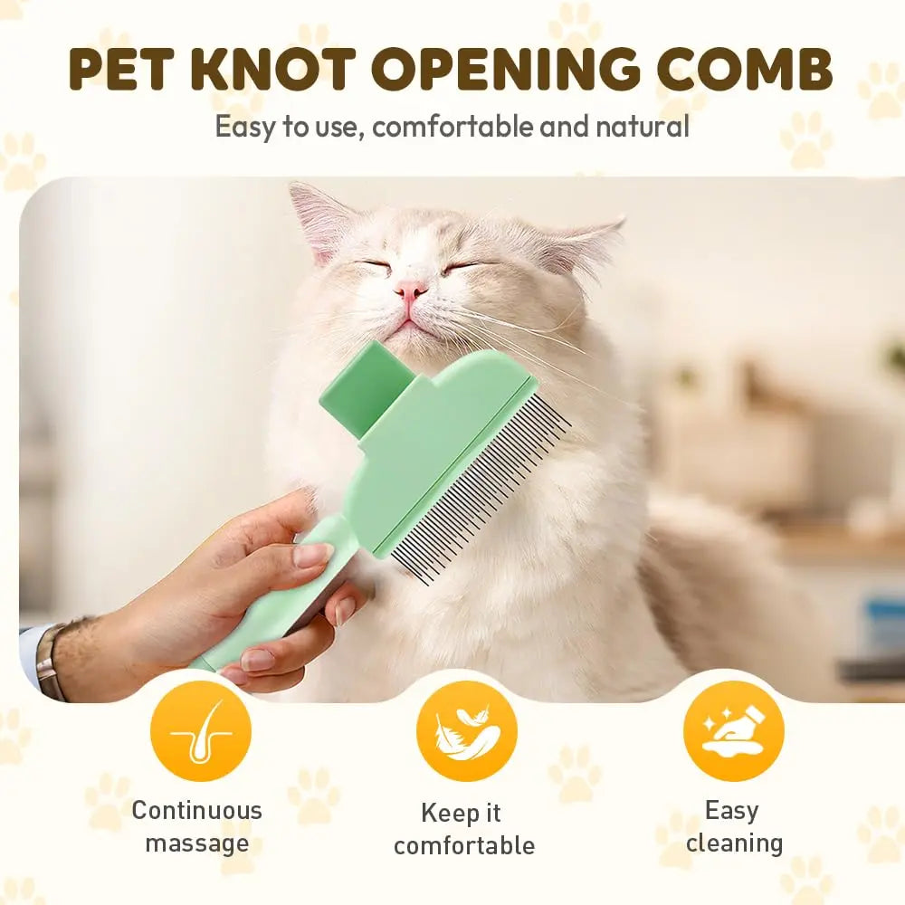 2-in-1 Pet Grooming Brh, Magic Pet Hair Remover Comb with Self-Cleaning Button for Dogs & Cats, Shedding Brh for Long/Short Hair, Home & Furniture Fur Removal Tool (Green + Yellow) Wholesale Hub