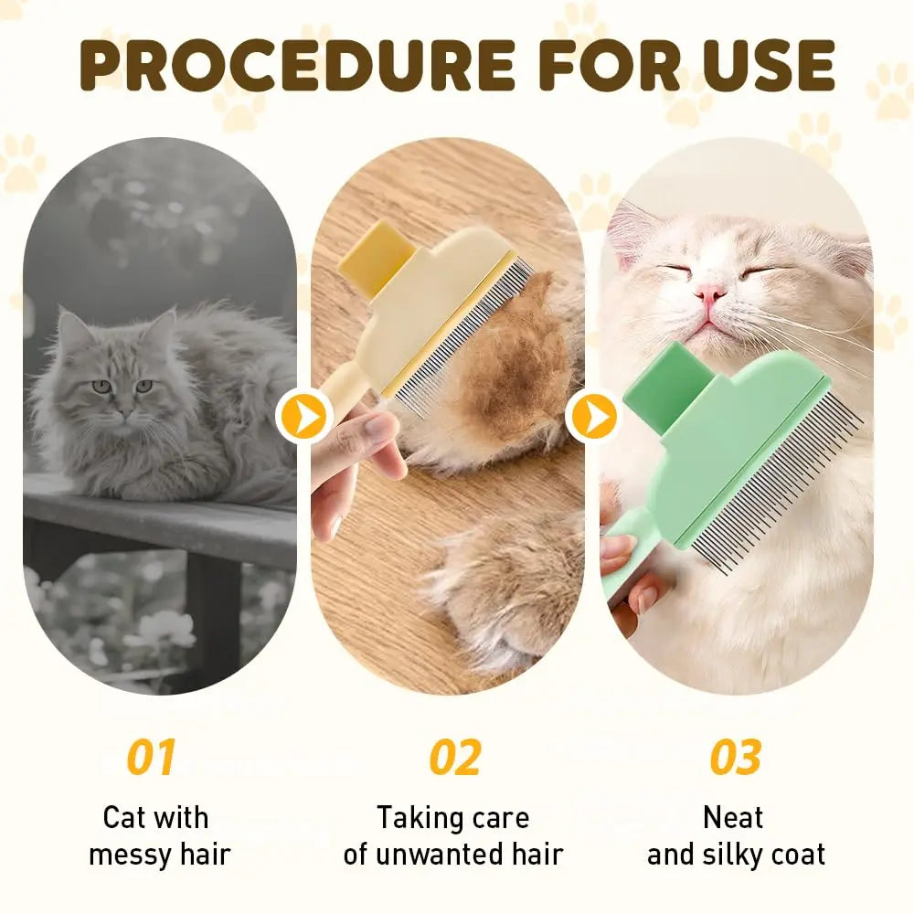 2-in-1 Pet Grooming Brh, Magic Pet Hair Remover Comb with Self-Cleaning Button for Dogs & Cats, Shedding Brh for Long/Short Hair, Home & Furniture Fur Removal Tool (Green + Yellow) Wholesale Hub