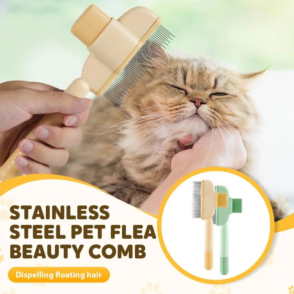 2-in-1 Pet Grooming Brh, Magic Pet Hair Remover Comb with Self-Cleaning Button for Dogs & Cats, Shedding Brh for Long/Short Hair, Home & Furniture Fur Removal Tool (Green + Yellow) Wholesale Hub
