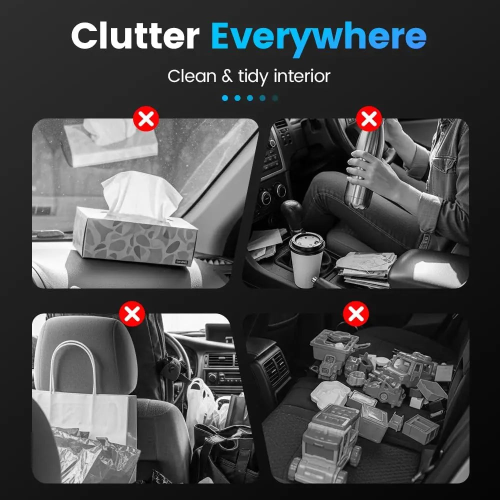 Car Backseat Organizer 3-in-1 Multifunctional Car Back Seat Storage Box with Drink Cup Holder Tissue Box Trash Bin & Hooks, Back Seat Car Organizer for Hold Phones,Drinks, and Handbags (Black) Wholesale Hub