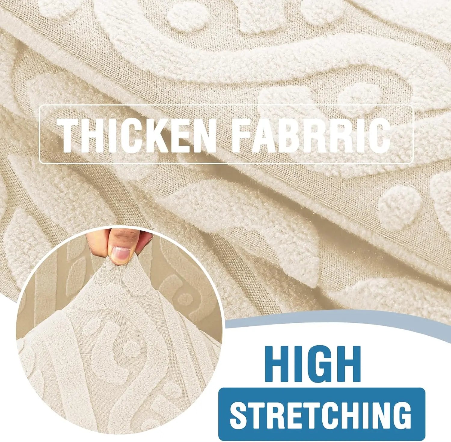 Sofa Cover 1 Piece Stretch Sofa Slipcovers Non Slip Sofa Cover with Elastic Bottom Washable for Kids, Pets Upgrade Thick Jacquard Fabric with Spiral Pattern(75"-85", Ivory) Wholesale Hub