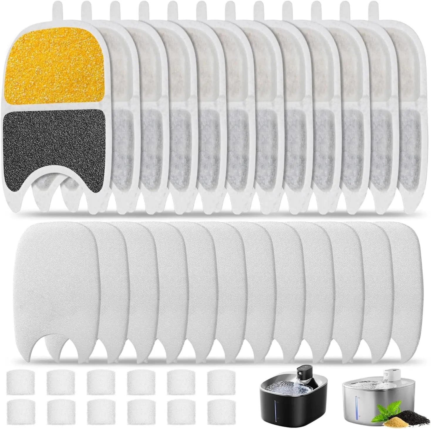 Cat Water Fountain Filter Replacement Pet Drinking Fountain Filters Compatible with 135 fl oz/4L Cat Water Fountain-12 Set Filters with Sponges Wholesale Hub