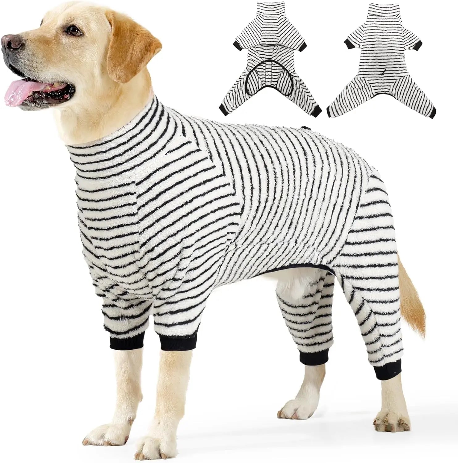 Dog Winter Coat Sweater Dog Clothes Soft Fleece Pullover Pajamas, Dog Cold Weather Coats Warm Windproof Fullbody Jumpsuit Fleece Onesie for Dogs, Thick Pet Snowsuit Christmas Black Wholesale Hub