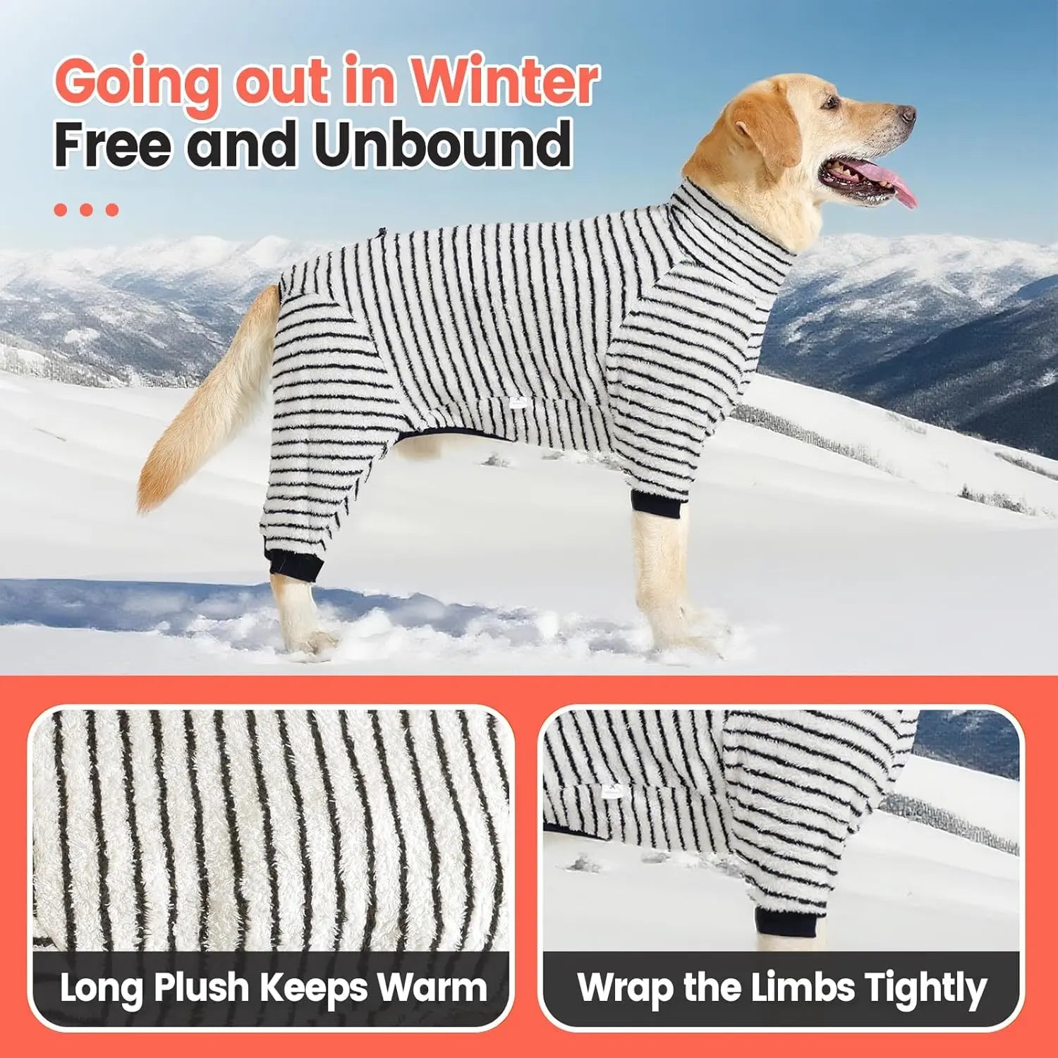 Dog Winter Coat Sweater Dog Clothes Soft Fleece Pullover Pajamas, Dog Cold Weather Coats Warm Windproof Fullbody Jumpsuit Fleece Onesie for Dogs, Thick Pet Snowsuit Christmas Black Wholesale Hub