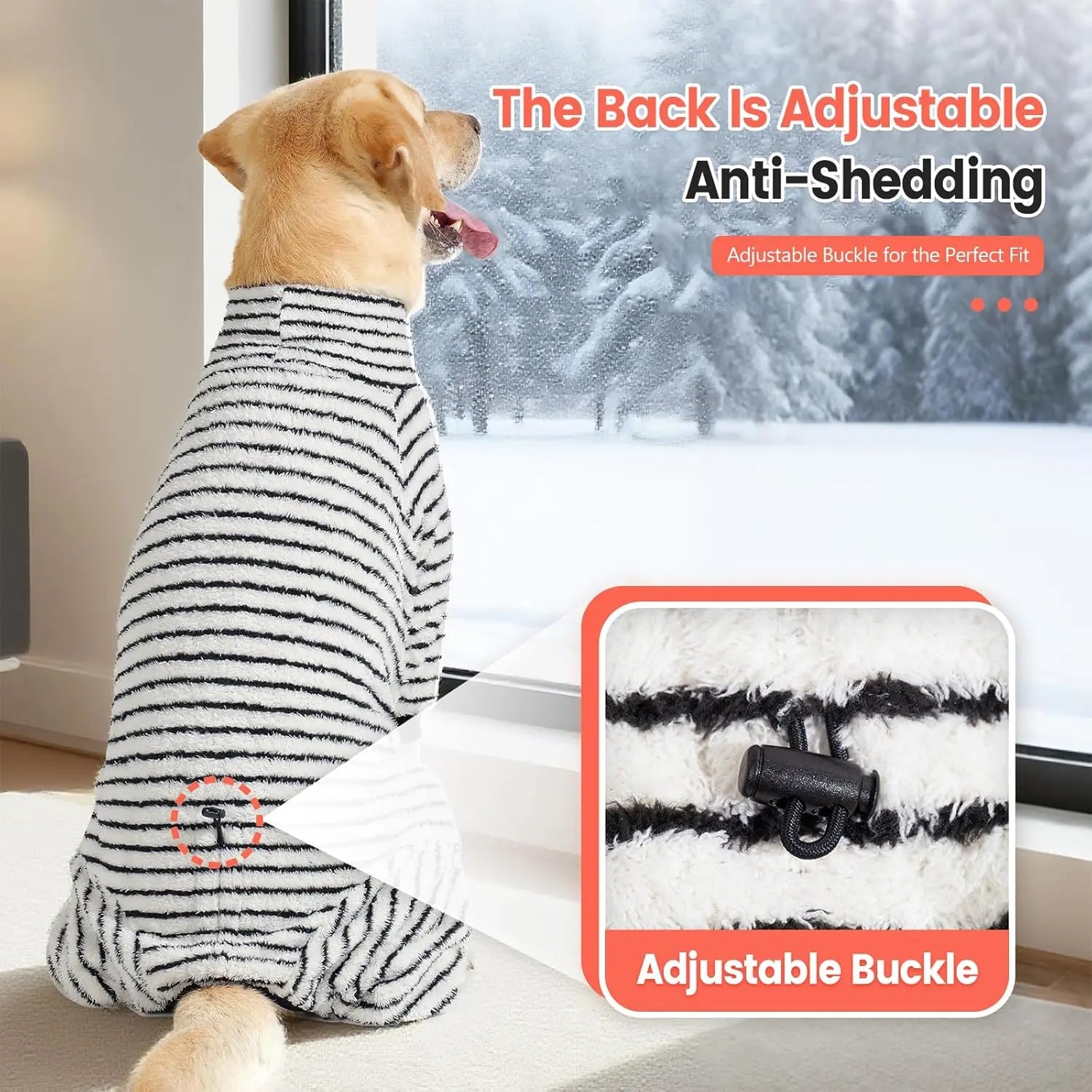 Dog Winter Coat Sweater Dog Clothes Soft Fleece Pullover Pajamas, Dog Cold Weather Coats Warm Windproof Fullbody Jumpsuit Fleece Onesie for Dogs, Thick Pet Snowsuit Christmas Black Wholesale Hub