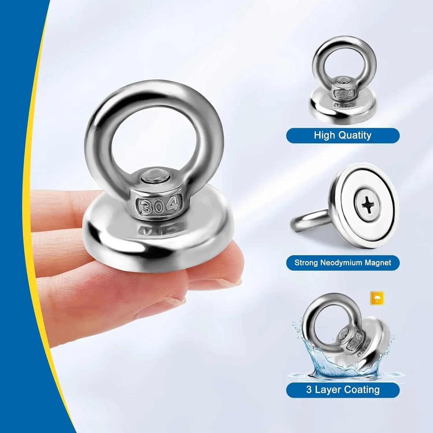 Magnetic Hooks Heavy Duty 10 Pack, 60 lbs Pulling Force Rare Earth Magnets with Countersunk Hole Eyebolt, Neodymium Magnet Hooks Heavy Duty for Home, Workplace, Garage, Kitchen and Office Wholesale Hub