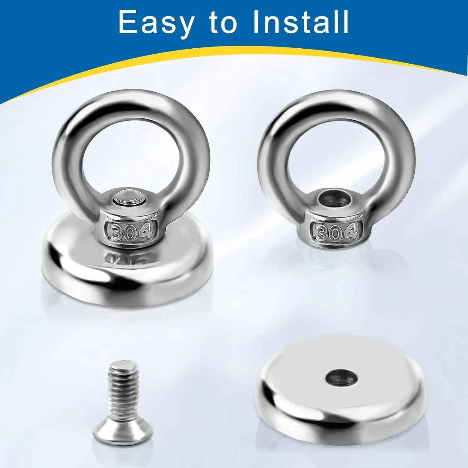 Magnetic Hooks Heavy Duty 10 Pack, 60 lbs Pulling Force Rare Earth Magnets with Countersunk Hole Eyebolt, Neodymium Magnet Hooks Heavy Duty for Home, Workplace, Garage, Kitchen and Office Wholesale Hub
