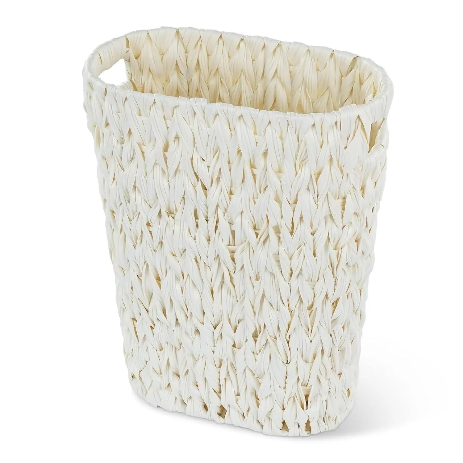 Wicker Trash Can,Bathroom Trash Can,Waterproof Wicker Waste Basket for Bathroom,Narrow Small Waste Basket for Bedroom,Office, Cream White 5 Gallon Wholesale Hub
