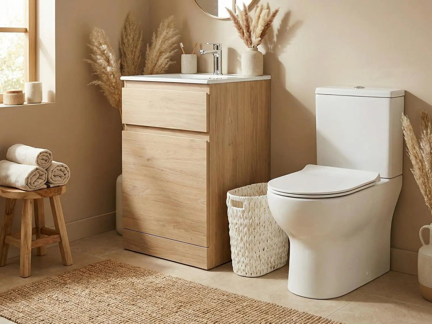 Wicker Trash Can,Bathroom Trash Can,Waterproof Wicker Waste Basket for Bathroom,Narrow Small Waste Basket for Bedroom,Office, Cream White 5 Gallon Wholesale Hub