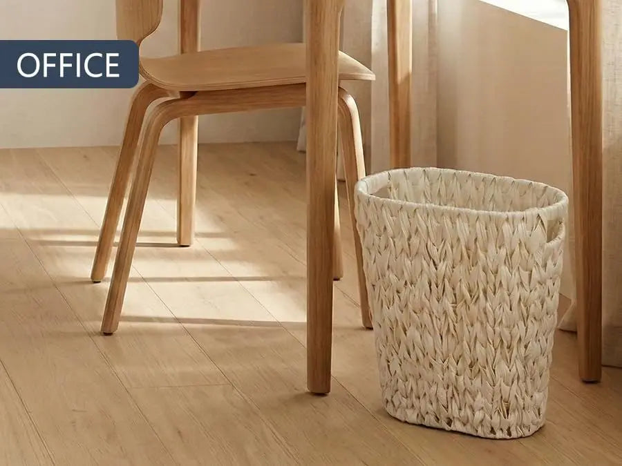 Wicker Trash Can,Bathroom Trash Can,Waterproof Wicker Waste Basket for Bathroom,Narrow Small Waste Basket for Bedroom,Office, Cream White 5 Gallon Wholesale Hub