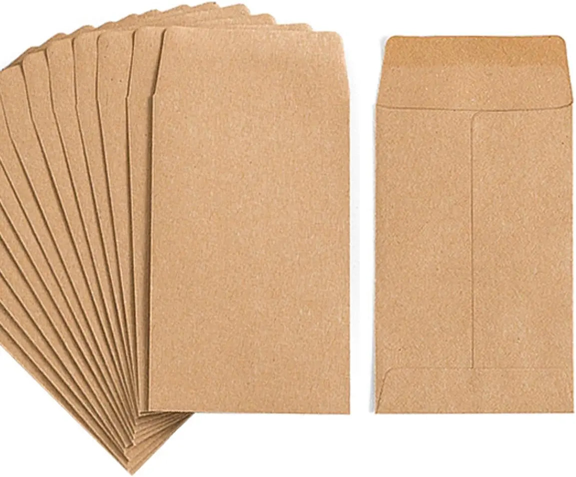 100 Pack Small Coin Envelopes Self-Adhesive Kraft Paper Seed Envelopes Mini Parts Small Items Stamps Storage Packets Envelopes for Garden, Office or Wedding Gift(2.25"×3.5") (100) Wholesale Hub