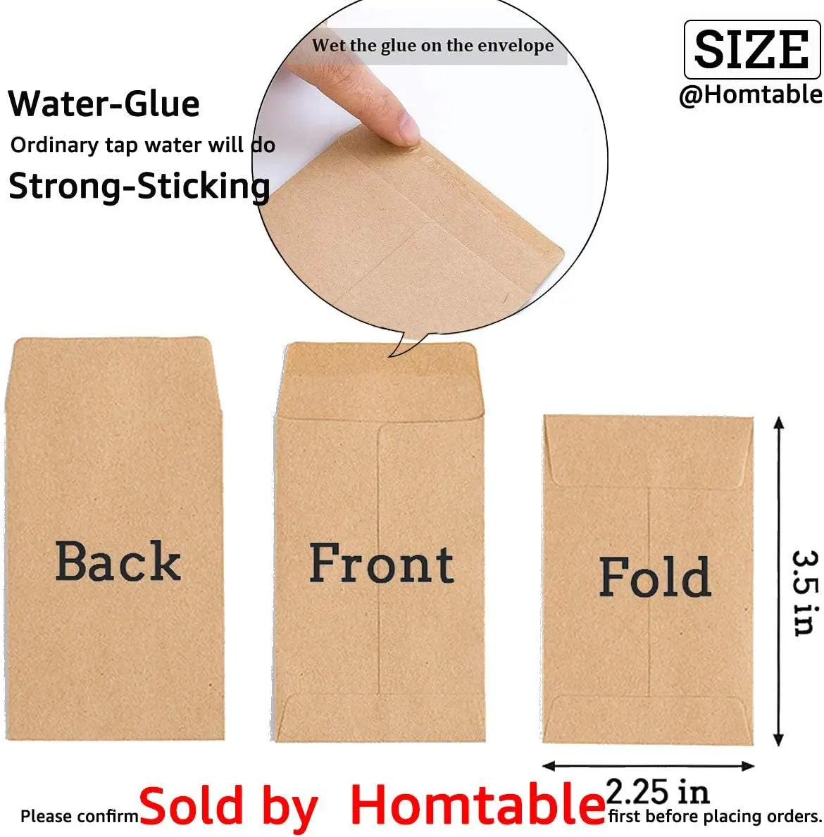 100 Pack Small Coin Envelopes Self-Adhesive Kraft Paper Seed Envelopes Mini Parts Small Items Stamps Storage Packets Envelopes for Garden, Office or Wedding Gift(2.25"×3.5") (100) Wholesale Hub