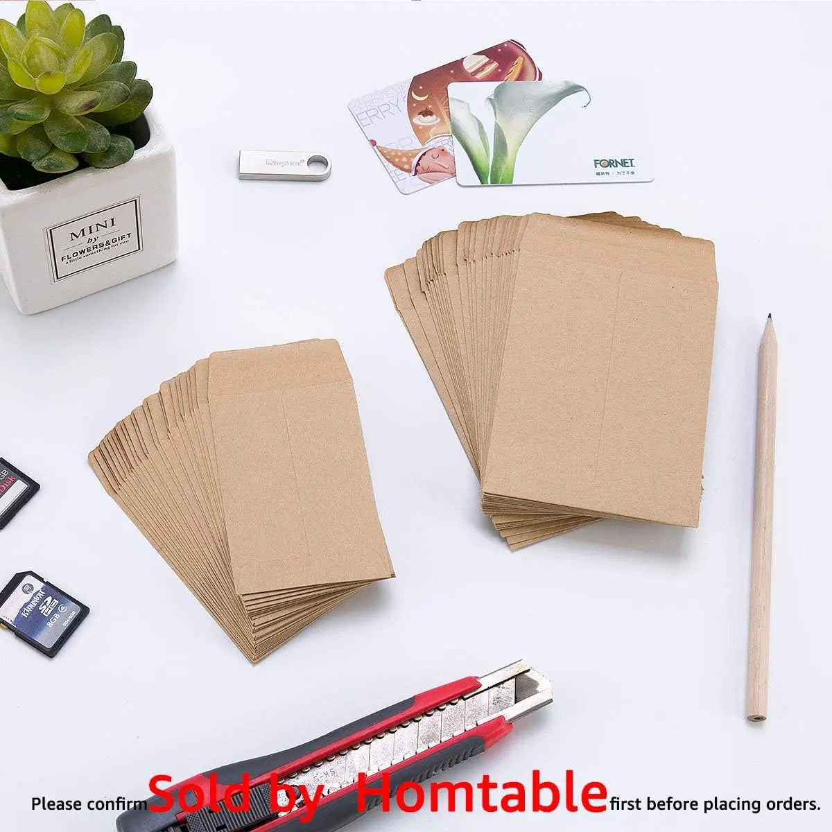 100 Pack Small Coin Envelopes Self-Adhesive Kraft Paper Seed Envelopes Mini Parts Small Items Stamps Storage Packets Envelopes for Garden, Office or Wedding Gift(2.25"×3.5") (100) Wholesale Hub