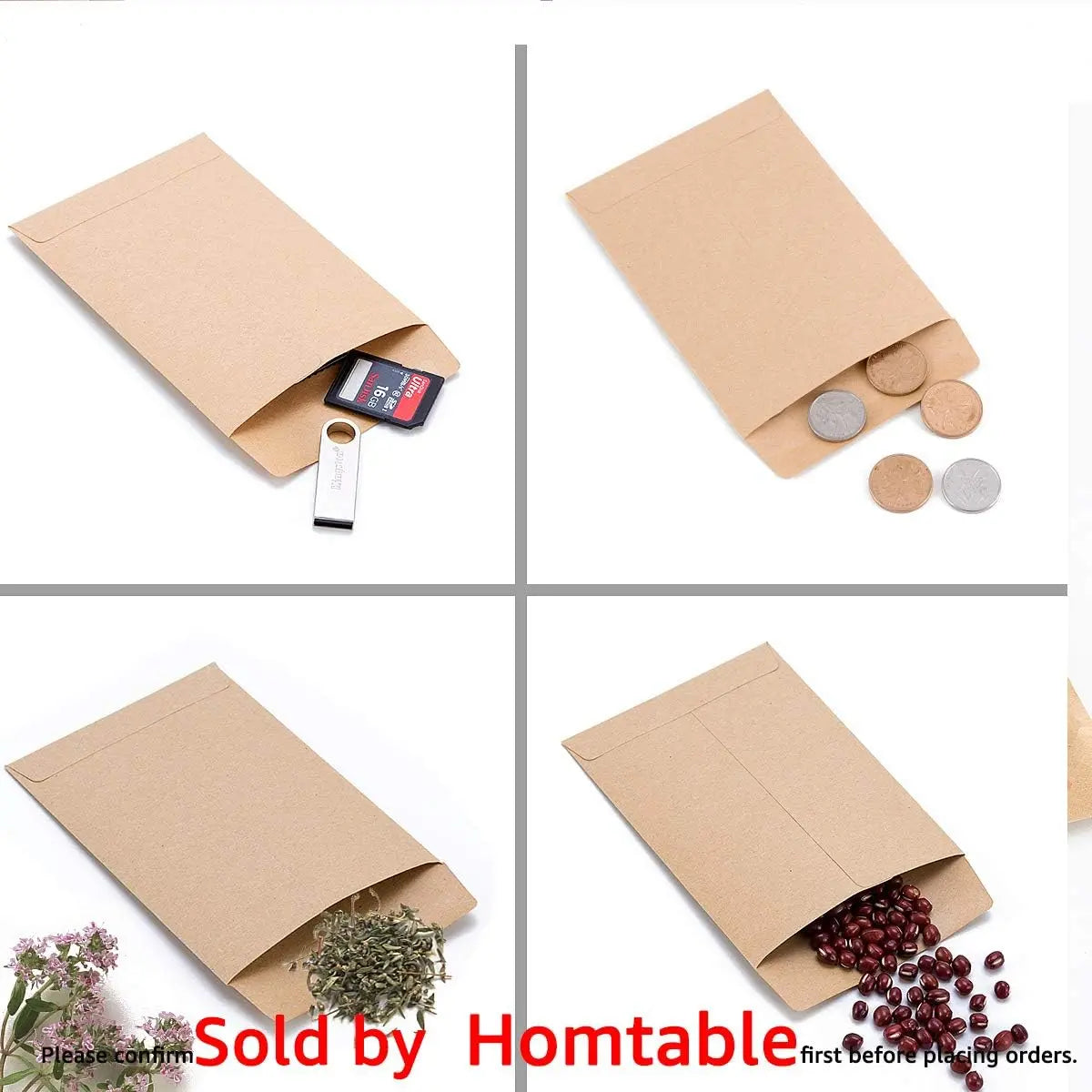 100 Pack Small Coin Envelopes Self-Adhesive Kraft Paper Seed Envelopes Mini Parts Small Items Stamps Storage Packets Envelopes for Garden, Office or Wedding Gift(2.25"×3.5") (100) Wholesale Hub