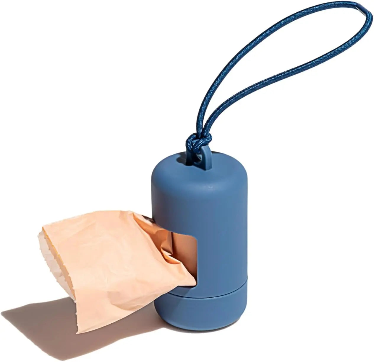 Dog Poop Bag Holder and Dispenser with Leash Attachment, Leak Proof, Easy Twist Top for Refills, Includes 1 Roll Poop Bags, Navy Wholesale Hub