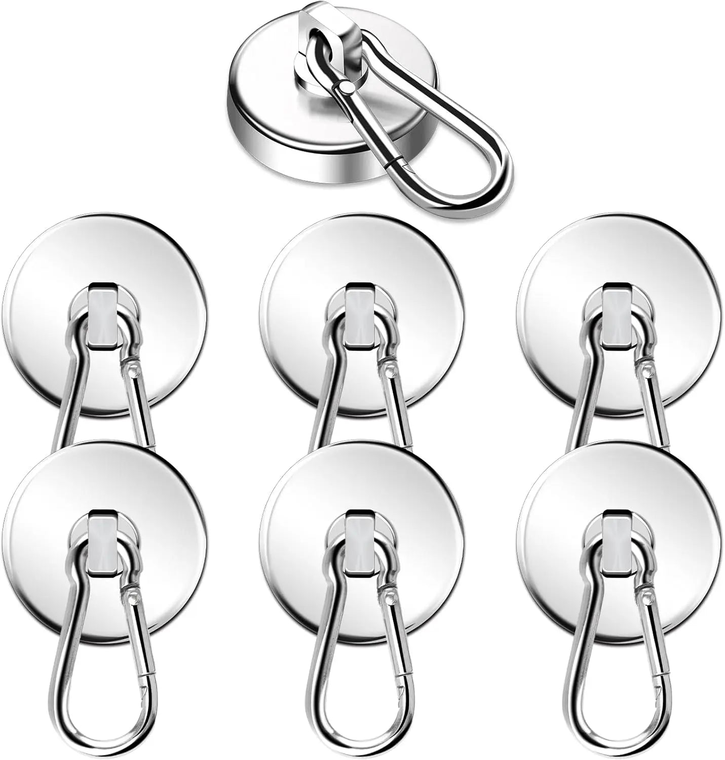Magnetic Hooks, 110LBS Strong Heavy Duty Neodymium Magnet Hooks with Swivel Carabiner Hook,Great for Your Refrigerator and Other Magnetic Surfaces, Pack of 7 Wholesale Hub