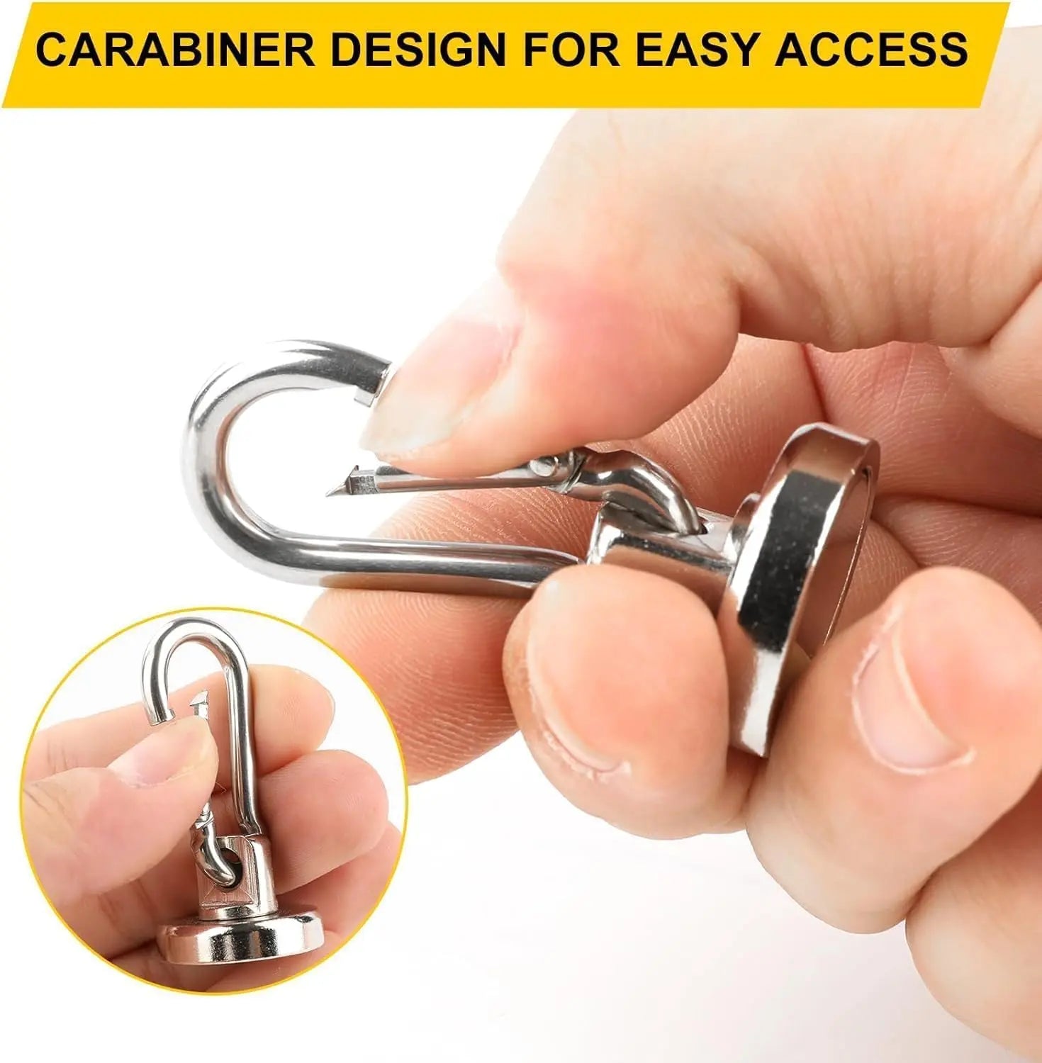 Magnetic Hooks, 110LBS Strong Heavy Duty Neodymium Magnet Hooks with Swivel Carabiner Hook,Great for Your Refrigerator and Other Magnetic Surfaces, Pack of 7 Wholesale Hub