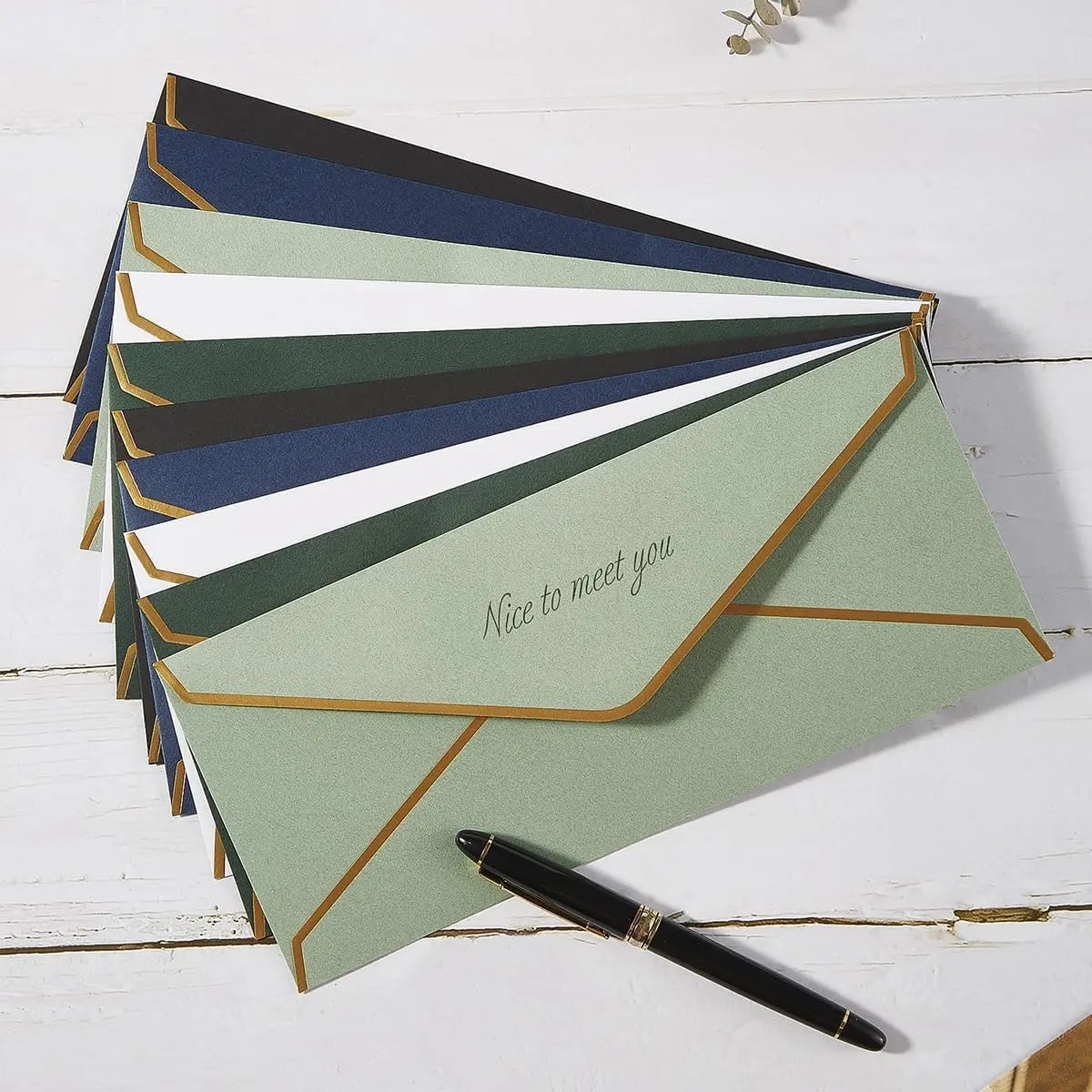 100 Pack #10 Business Envelopes with Gold Border, Self Seal Standard Envelopes with Gold Stickers for Office, Checks, Letter Mailing, Invoices, 4 1/8 x 9 1/2 Inches (Navy Blue) Wholesale Hub