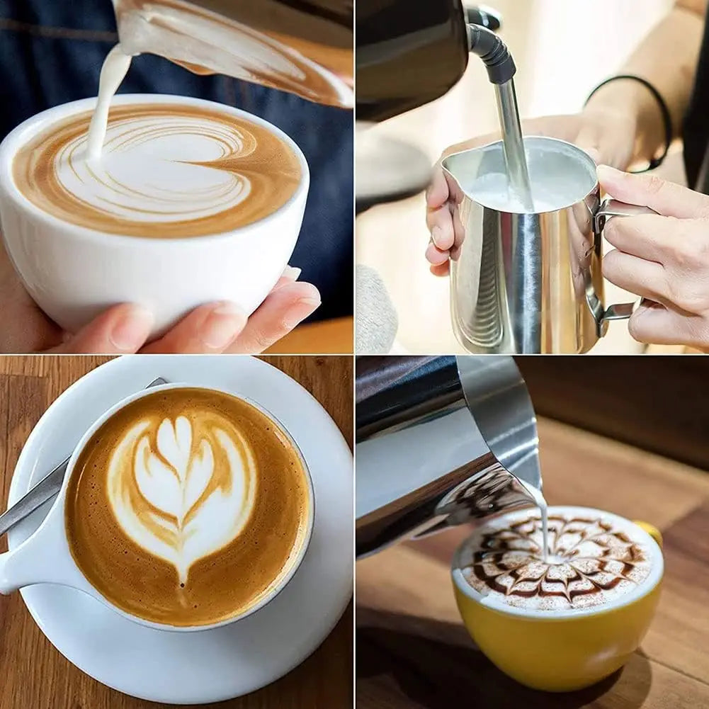 20 oz Milk Frothing Pitcher, 304 stainless steel 600ml milk can coffee frothing cup with art deco pen milk jug coffee cup used to make cappuccino latte Wholesale Hub