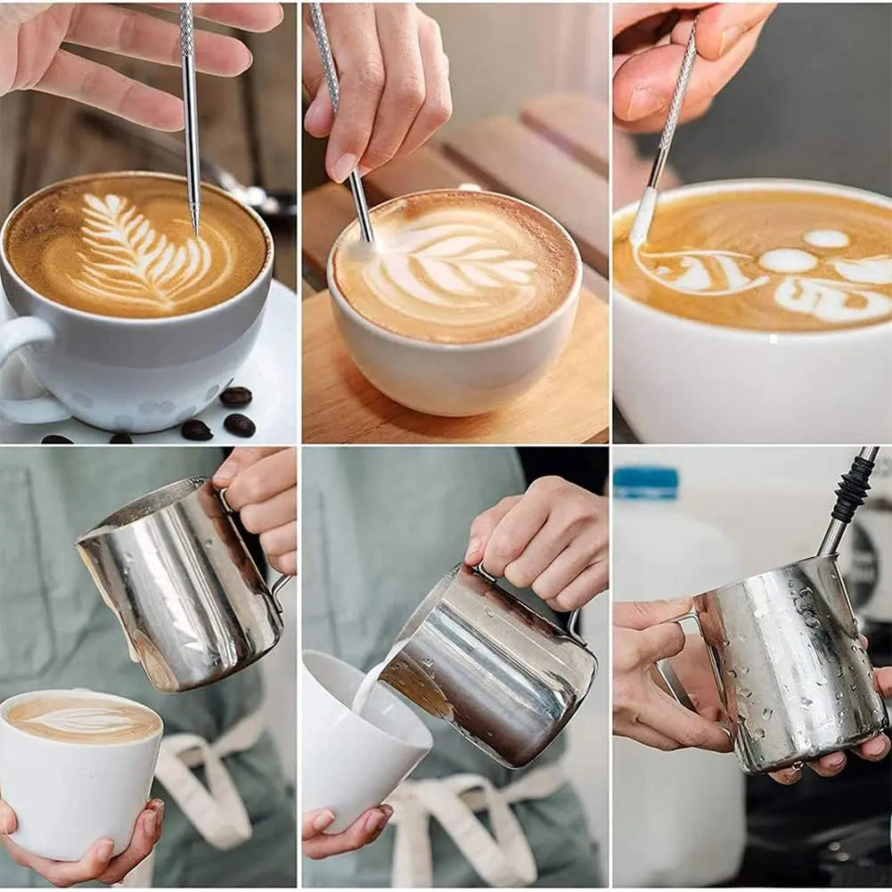 20 oz Milk Frothing Pitcher, 304 stainless steel 600ml milk can coffee frothing cup with art deco pen milk jug coffee cup used to make cappuccino latte Wholesale Hub