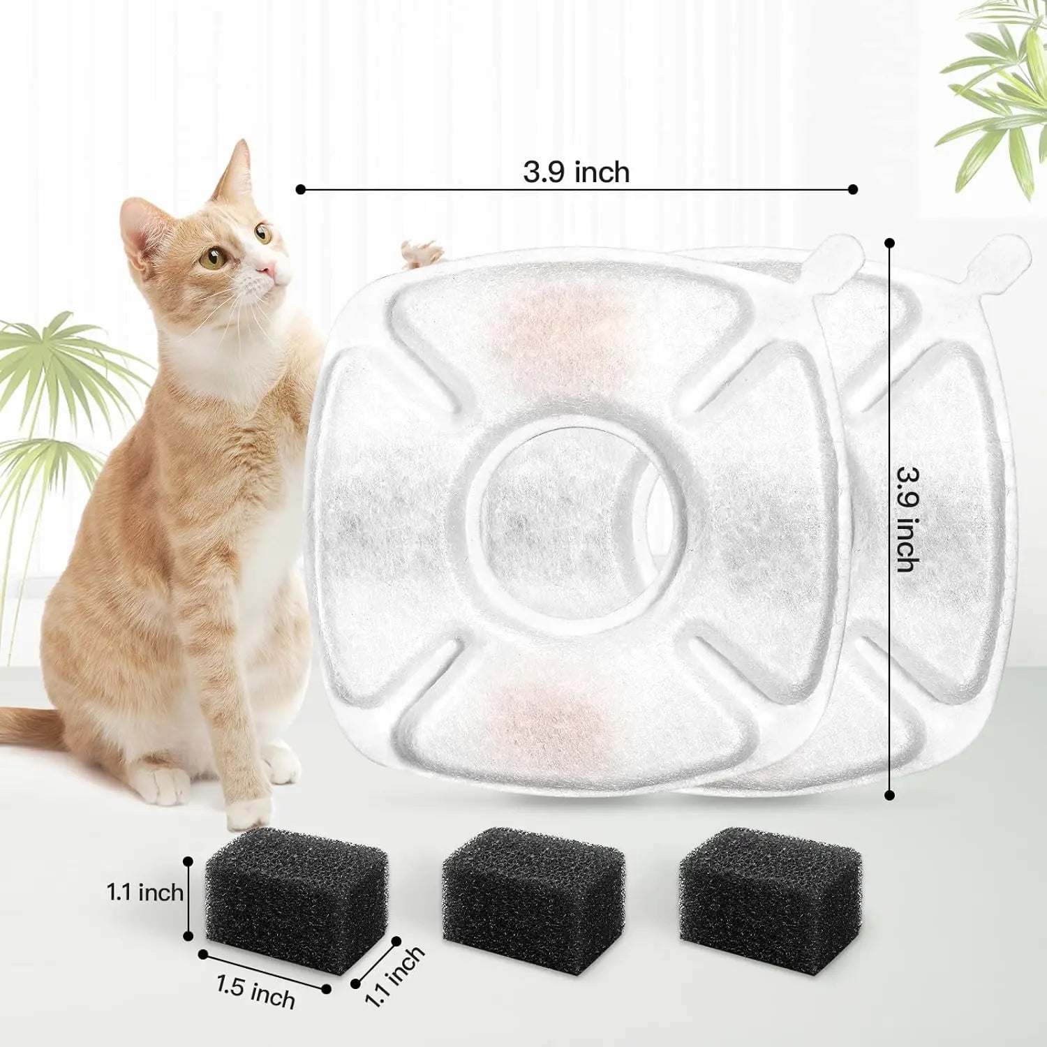 24 Pcs Cat Fountain Replacement Filters 12 Pack Cat Water Fountain Replacement Filters with 12 Pack Pre-Filter Sponges, Pet Fountain Filter Fit for 95oz/2.8L Automatic Pet Fountain Cat Water Fountain Wholesale Hub
